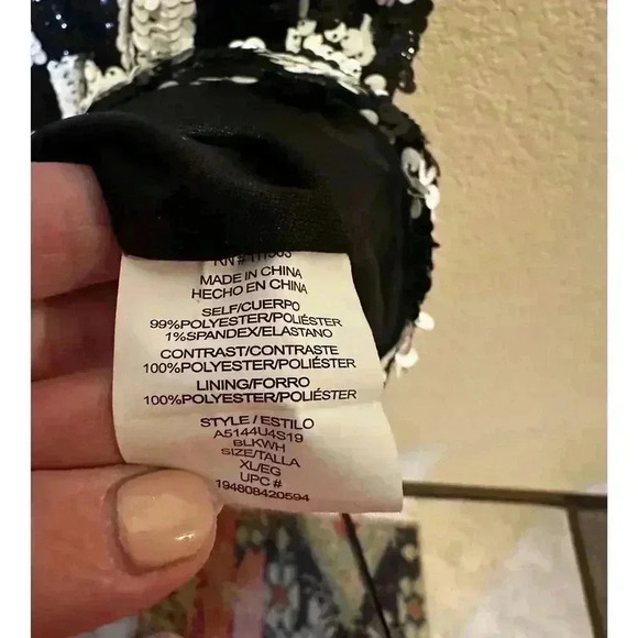 Lily Rose Womens XL Checkerboard Sequined Mini Slip Dress Holiday New Year Party - Picture 8 of 10